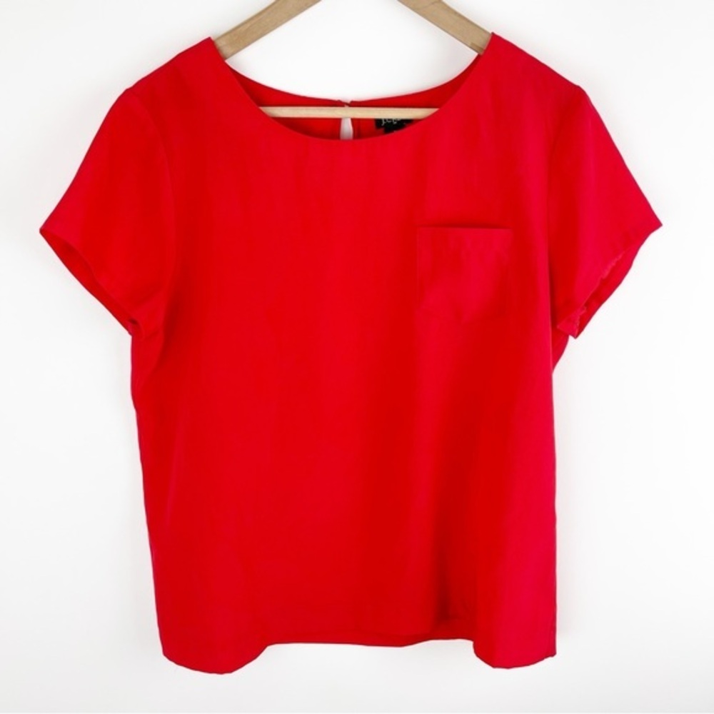 J. Crew Red Short Sleeve Pocket Top Size Medium